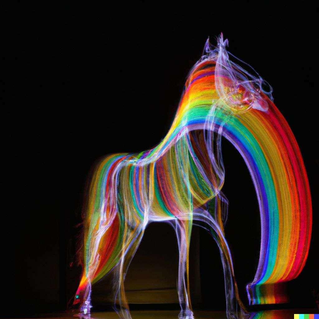 a horse, light painting by Gabriel Dawe